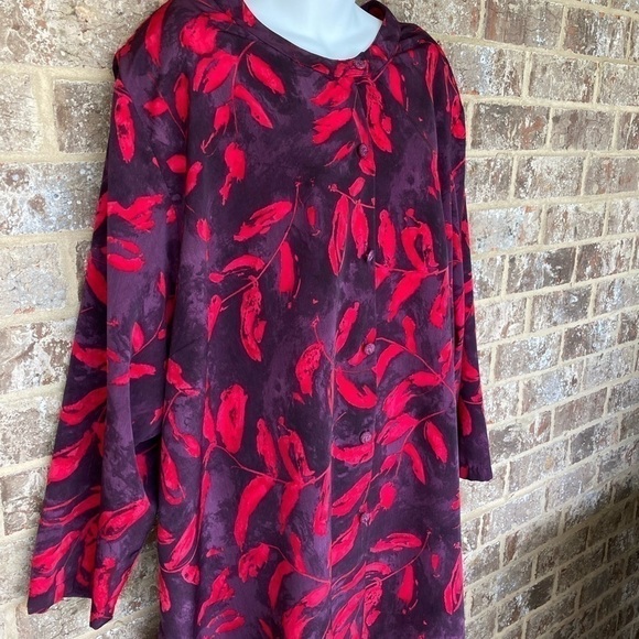 Vintage C.M.Shapes 3X leaves  Print Blouse Gorgeous 1980’s padded shoulders - Picture 3 of 12